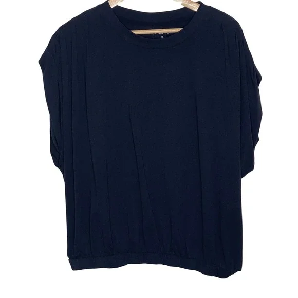 Pilcro Black Banded Bubble Hem Blouson Dolman Sleeve Top XL - Picture 1 of 8